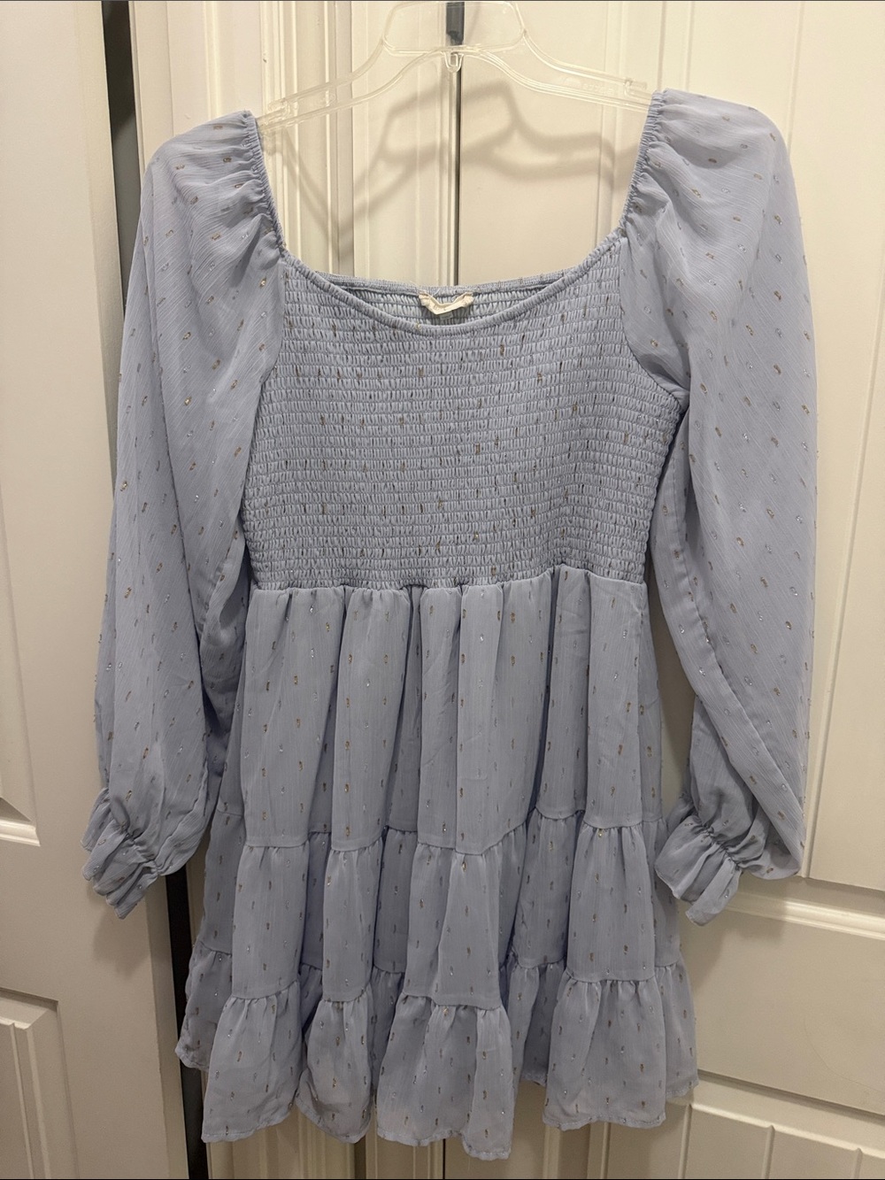Altar’d State dress with light blue with gold/silver detail- Women’s Large